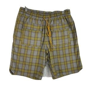 Forever 21 Shorts Mens Sz L Multicolor Plaid Polyester Chino Drawstring Pockets